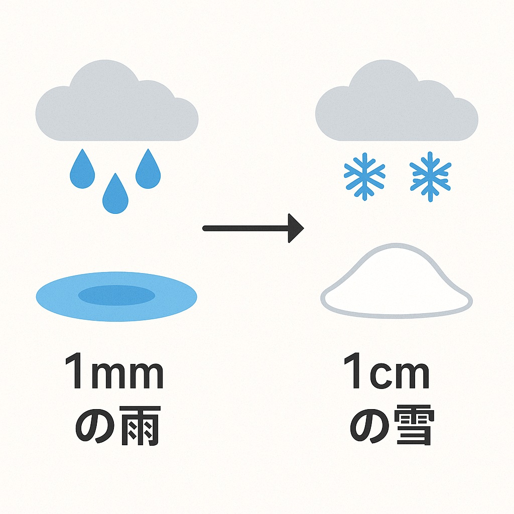 1mmの雨と1cmの雪