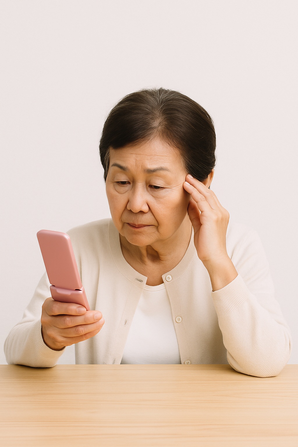 スマホを使う高齢者